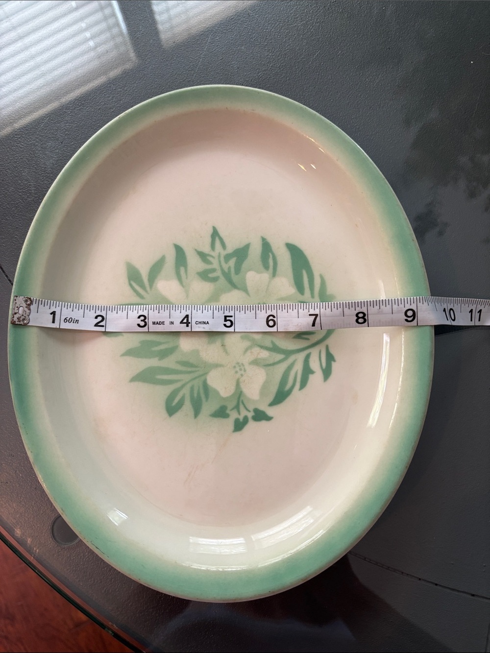 Syracuse China USA 89 Green Floral Ceramic Serving platter - Classic Home Dining - Picture 5 of 5